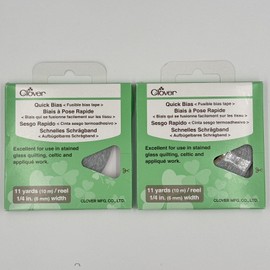 Clover 2 Pack Clover Quick Bias SILVER Fusible Bias Tape Applique Work 1/4 in X 11 yd