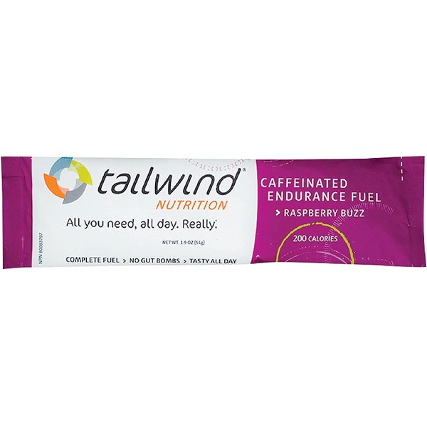 Tailwind Grab-and-Go Caffeinated Raspberry Buzz Endurance Fuel Single Serve (Pack of 12) - Hydration Drink Mix with Electrolytes, Carbohydrates - Non-GMO, Gluten-Free, Vegan, No Soy or Dairy
