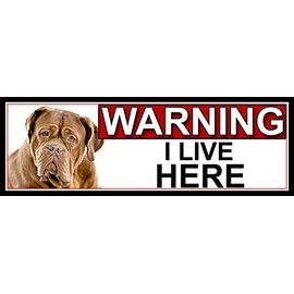SHAWPRINT Dogue-De-Bordeaux WARNING I LIVE HERE METAL GATE SIGN 266mm x 87mm. (988H2)