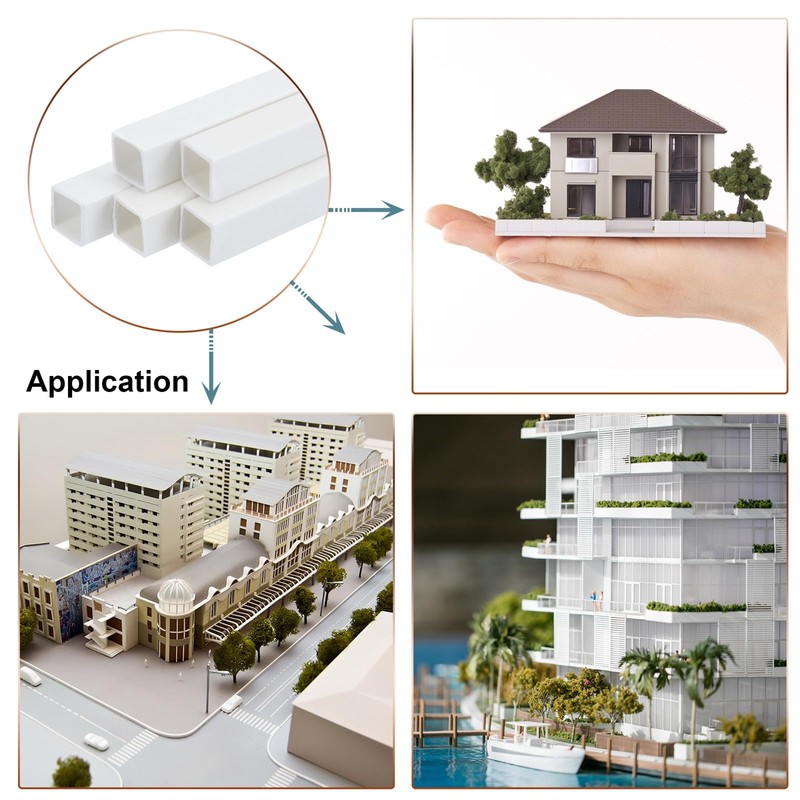 sourcing map 25pcs Plastic Model Tube ABS Square Tube 10x10x250mm