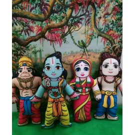 Ram Darbar Doll Set 7.5" & 8" - Sita Rama Lakshman Hanuman Soft Dolls ( DSRD)