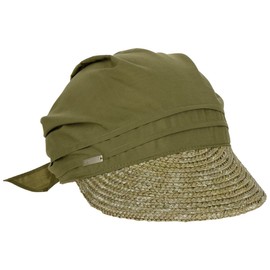 Seeberger Ladies Plain Straw Fabric Sun Hat, Olive Green, Light, 56 - 60