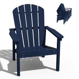 nevilywood Stackable Adirondack Chair - All-Weather HDPE Outdoor Patio Chair - Durable and Space -Saving Design for Easy Storage - Ideal for Porch, Lawn, or Garden-Navy