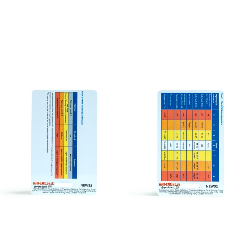 YardCard NEWS2 Medical Reference Card for Nurses, Doctors & Student