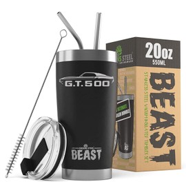 1969 1970 Shelby GT500 Mustang Fastback 20 oz Stainless Steel Insulated Tumbler w/Lid, 2 Straws, Brush and Gift Box black