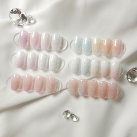 ✨️Popular work✨️ Glitter one-color gradient nail tip - Coffin / ✨️인기작품✨️ 차르르 글리터 원컬러그라데이션 네일팁 - 코핀