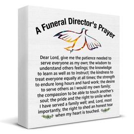 Christian Funeral Directer Decor Mortician Gift Funeral Directors Prayer Wooden Sign for Office Home Bedroom Shelf Wall Table Desk Decoration 5x5 Inches