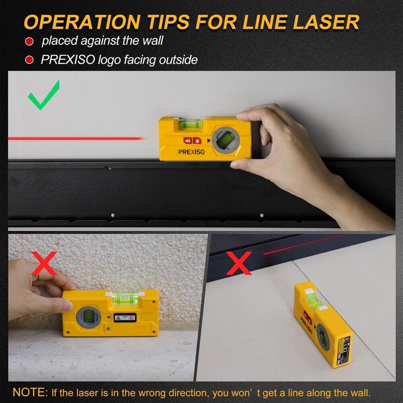 PREXISO 2-in-1 Line Laser Level Mini Torpedo Level 30 Ft