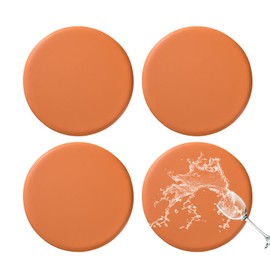 FUANGUI Bar Stool Covers Round Set of 4, Waterproof PU Bar Stool Seat Covers with Elastic Bands,Bar Stool Chair Covers Washable Stool Cushion Slipcover for 12-15 Inch - Orange