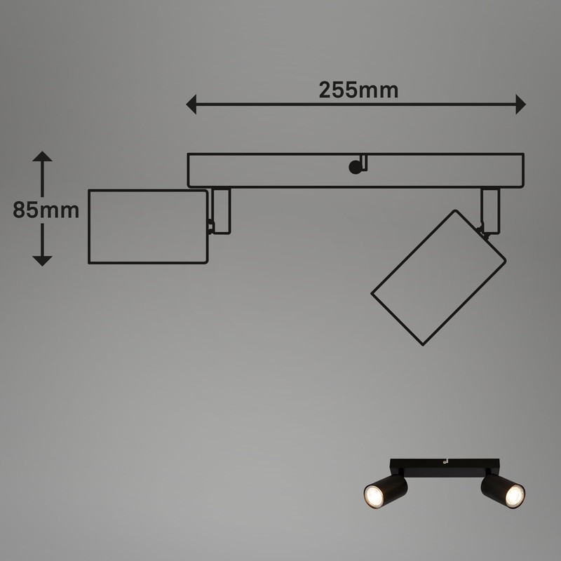 BRILONER - 2 GU10 Spotlight Ceiling Lights, max 9W, On/Off,