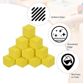 M METERXITY 100-Pack DIY Wooden Cube, 0.6 Inch(1.5 cm) Colored Natural Wood Blocks for Crafts Making Puzzle Games/Wedding/Home Decor/Dice/Building, Square Blank Block [Yellow]