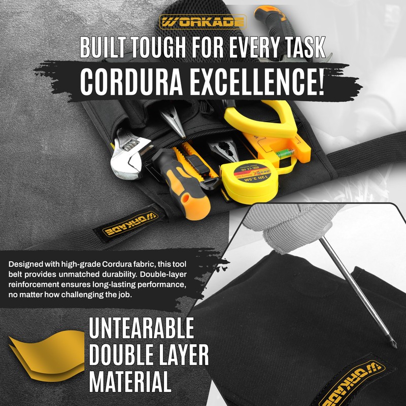 Workade Magnetic Tool Belt | 6-Pocket Single Side Work Apron
