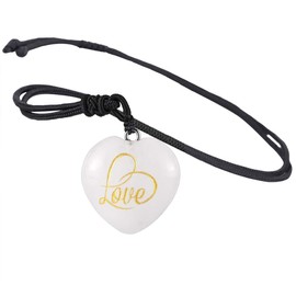 KYEYGWO Stone Heart Pendant Necklaces for Men and Women with Love Carved, Heart-Shaped Healing Crystal Gemstone Pendant with Adjustable Nylon Rope, Rock crystal, rock crystal