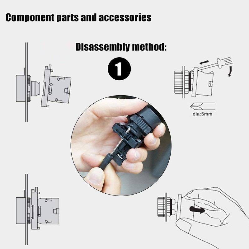 Taiss Momentary Push Button Switch Start/Stop Red Green Sign NO