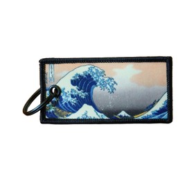 The Great Wave Off Kanagawa Keychain - Woven Material - Metal Key Ring
