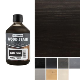 Littlefair's Wood Stain Water Based - 16.9oz/500ml - Indoor Furniture Stain Light & Dark Finishes - Special Non Toxic & Eco Friendly Formula - Wood Stain for Crafts - Color: Black Ebony