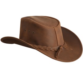 Strength Zones Leather Cowboy hat for Men & Women Durable Handcrafted Lightweight Shapeable Western Hats for Men (US, Alpha, Medium, Reddish Brown)