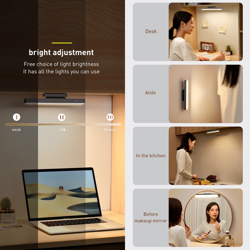 Baseus Wall Reading Light Stick Wireless Stepless Dimmable Touch Control