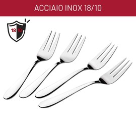 Lagostina Lavinia, Set 4 Forchette per Dolce in Acciaio Inox 18/10, Design Senza Tempo, Resistenti ed Eleganti, Finitura a Specchio, Lavabili in lavastoviglie