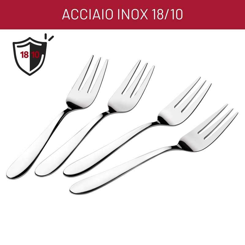 Lagostina Lavinia, Set 4 Forchette per Dolce in Acciaio Inox