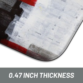 FYATHM Red Grey Anti-Fatigue Kitchen Mat - Abstract Art Painting Waterproof Non-Slip PVC Floor Rug for Home, Sink, Laundry