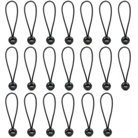 LIANHATA 20 Pcs Bungee Cord Ball Stopper Black Rubber Ball Bungee Cord Black Camping Tent Fixing Rope Tent Accessories Tarpaulin for Camping Supplies, Household Supplies, Motorcycles, Automotive