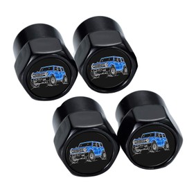 4Pack Anti-Corrosion Tire Valve Stem Caps Metal Black fit for Ford Bronco Accessories Blue Car