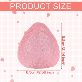 Strawberry Squishy Toy, 2.56x2.44 Inch Large Soft Cute Strawberry Novelty Squishy Squeeze Toy Fun Desk Accessory & Gift for Adults Kids (Transparent)