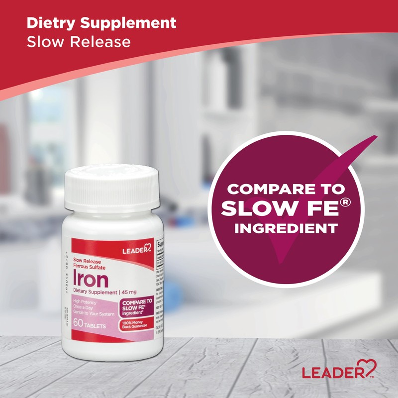 Leader Slow Release Iron 45MG Tablets 60 Ct. Gentle on