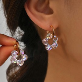 Flower Earrings for Women Colorful Acrylic Sequin Dangle Earrings Floral Jewelry Accessories for Party Trendy Jewelry Gifts