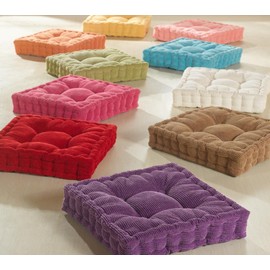 ChezMax Floor Pillow & Cushion, Large Meditation Chair Cushions, Thick Square Seat Pad, Soft Velvet Tufted Seating Pouf for Indoor/Outdoor Yoga Bench Rocking Chair Room Tatami Sofa, Green 16" x 16"