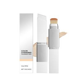 Color Changing Foundation Stick, Double-head Blanc Cover Cream Stick with Soft Brush (Ivory White)