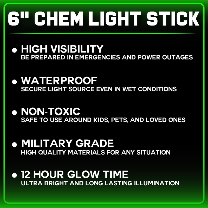 PartySticks Green Glow Sticks Emergency Chem Lights (6", 25 Pack)