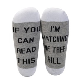 LEVLO Basketball TV Fans Inspired Gift If You Can Read This Cotton Socks Mother's Day Graduation Teacher Christmas Gifts (ANKLE - GREY)
