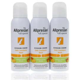 Allpresan Fuß Spezial No. 3 Foam Cream with Mango Fragrance - Foot Cream for Very Dry Skin - For Daily Foot Care for Very Dry Feet - 3 x 125 ml
