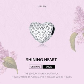 Genuine 925 Sterling Silver Shining Heart Charm for Original Luxury Brand Female Plated platinum Jewellery