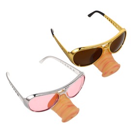 Cabilock Pack of 2 Cosplay Party Glasses Silly Favours Sunglasses Tightening Glasses with Pig Nose Funky Funny Glasses Nose and Ears of a Pig for Adults Circle Glasses Ding Cool