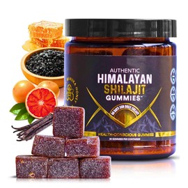 Pure Himalayan Shilajit Gummies with Manuka Honey ,Organic Blood Orange Flavor ,85+ Trace Minerals Fulvic Acid for Enhanced Focus Energy ,30 Count Healthy Gummies for Men Women