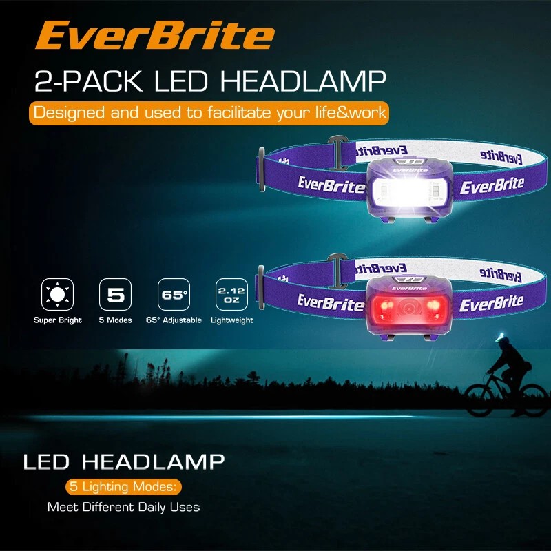 EverBrite Headlamp 2 Pack Kids Headlamp with Red Light &