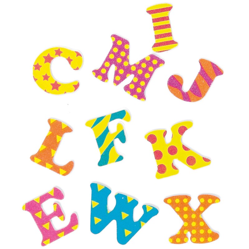 Baker Ross AF422 Capital Letters Foam Rubber Stickers with Patterns,