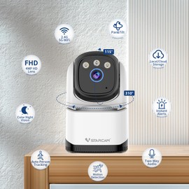 VSTARCAM 2.5K HD Indoor Camera, 2.4G & 5G Dual-Band WiFi Security Cameras with Color Night Vision, Pan-Tilt, Motion Detection, Human Tracking, 2-Way Talk, Baby & Pet Monitor with APP Remote Control