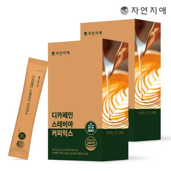 Jayeonjiae Decaffeinated Stevia Coffee Mix 10.3gx 30 sticks x 2