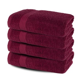 Textila Bath Towels - 30x60 Inch 100% Cotton Towels, Super Soft, Highly Absorbent & Lightweight - Ideal for Everyday Use, Spa & Hotel (Burgundy - Pack of 4)