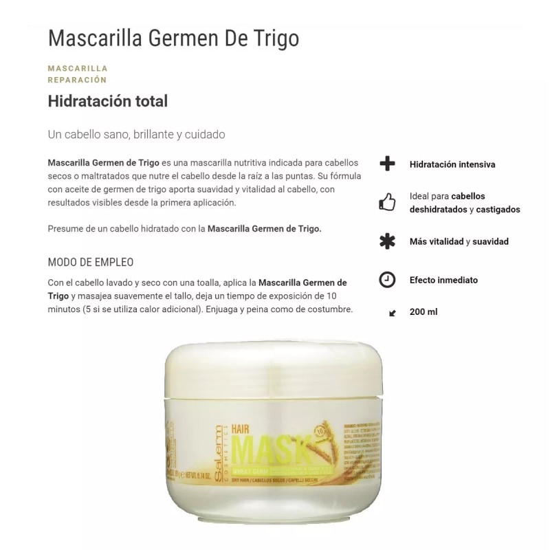 Salerm Cosmetics Mascarilla Salerm Germen Trigo Reparación E Hidratación 200m