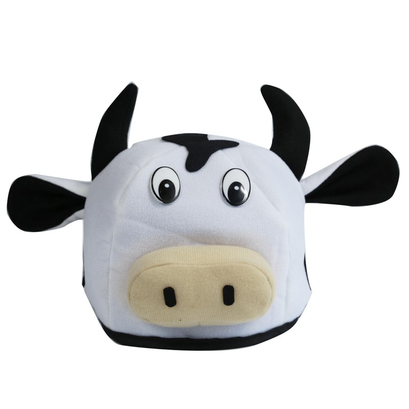 Cow Head Hat - Fun Animal Costume Headwear with Floppy