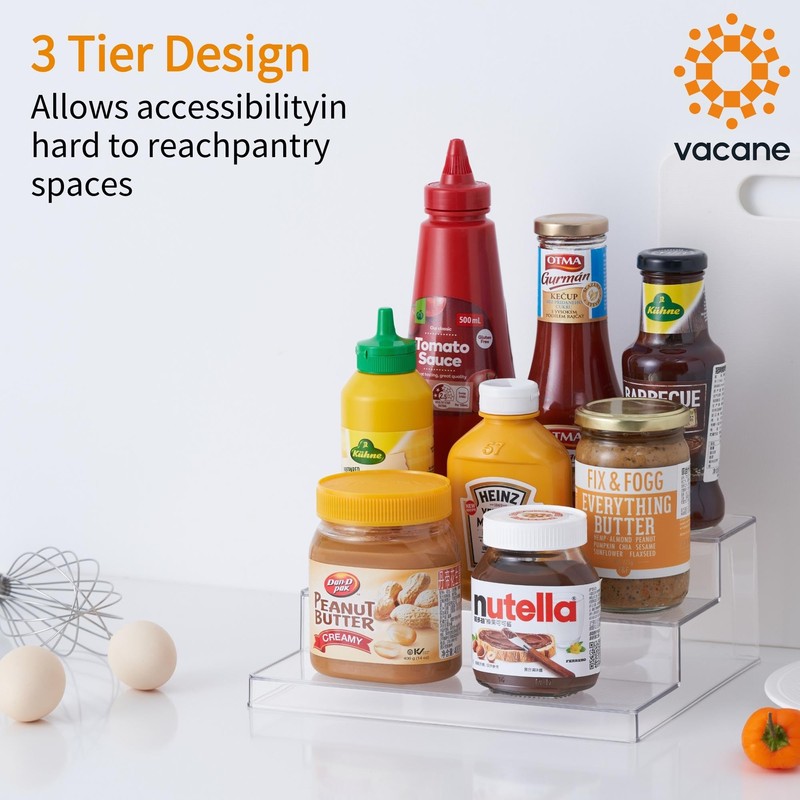 vacane Clear Spice Rack, 3 Tiered Shelf Spice Organizer for