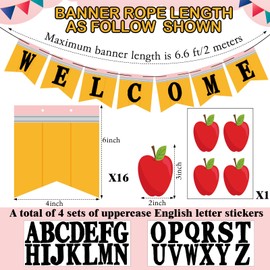 Mooliwe Classroom Decor DIY Banner, Welcome Back to School Party Supply Custom Hanging Bunting Garland Kit with Letters for First Day of School Ambience Celebration Decoration(Yellow,Pencil)