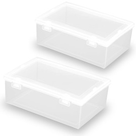 2 Pcs Rectangle Clear Plastic Beads Storage Containers Box with Lid for Collecting Small Items, Beads, Game Pieces, Business Cards, Crafts Accessories