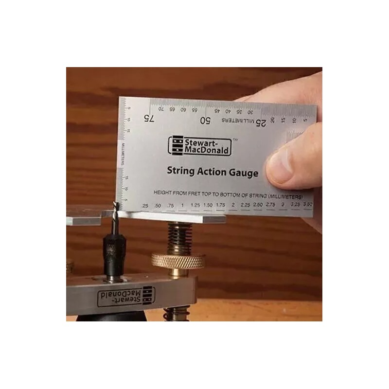 StewMac String Action Gauge And Ruler, Metric, Stainless Steel -