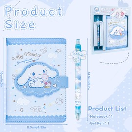 NTGFU Notebook Cartoon and Pen Set, Cute Stationery Set for Kids Teens, Cartoon Stationery Gifts for Girls, Bule Notebook Diary with Pen for School Supplies，Best Birthday Gifts for Girls